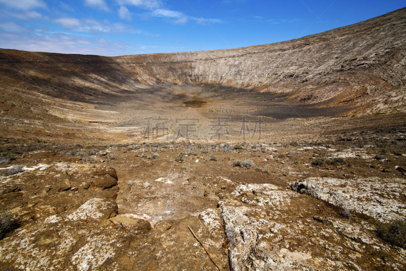 timanfaya national park,兰萨罗特岛,植物,灌木,西班牙,天空,公园,褐色,洞,水平画幅