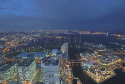 都市风景,横滨,黄昏,海湾,办公室,水,天空,车轮,水平画幅,夜晚