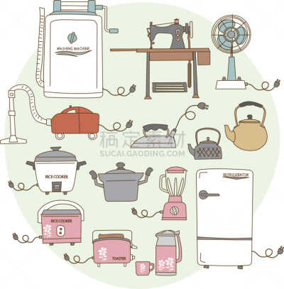 过时的,1950-1959年图片,时尚,日本人,电子行业,日本钢茶壶,电饭锅,昭和时期,电动榨汁机,缝纫机