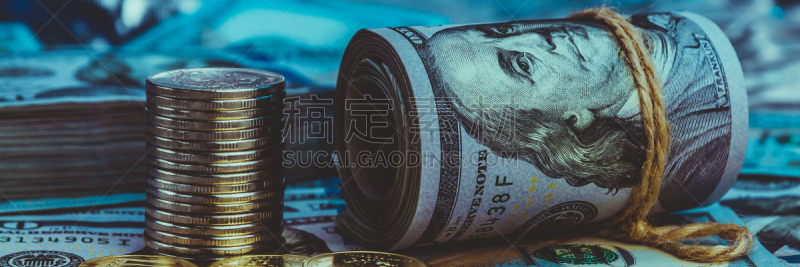 一个物体,帐单,蓝色,背景聚焦,垒起,美国联邦储备,技术,粗斜纹棉布,比特币,股市和交易所