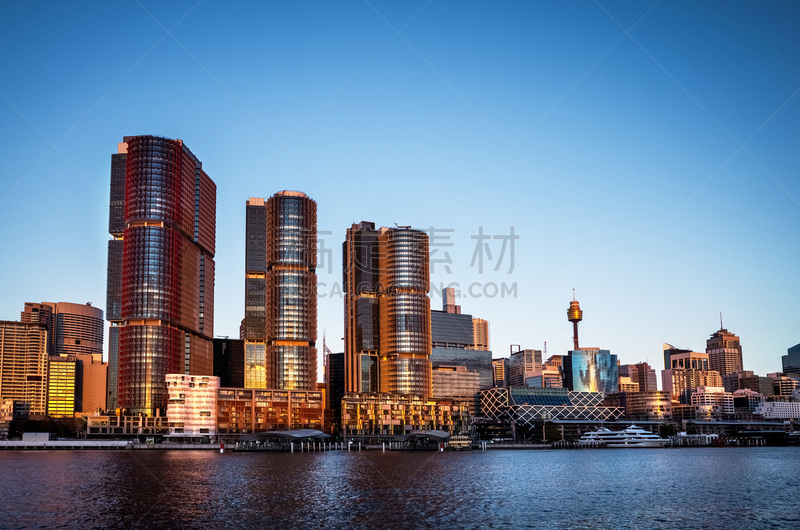 City skyline with water harbour