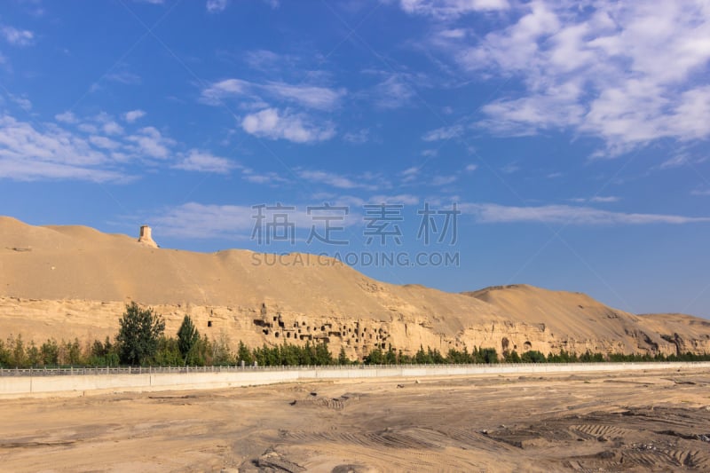 Dunhuang, China - August 05, 2014: Landscape near the Mogao caves in Dunhuang, China