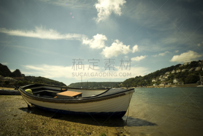 船,天空,水平画幅,无人,英格兰,户外,云景,海洋,波浪,海岸线
