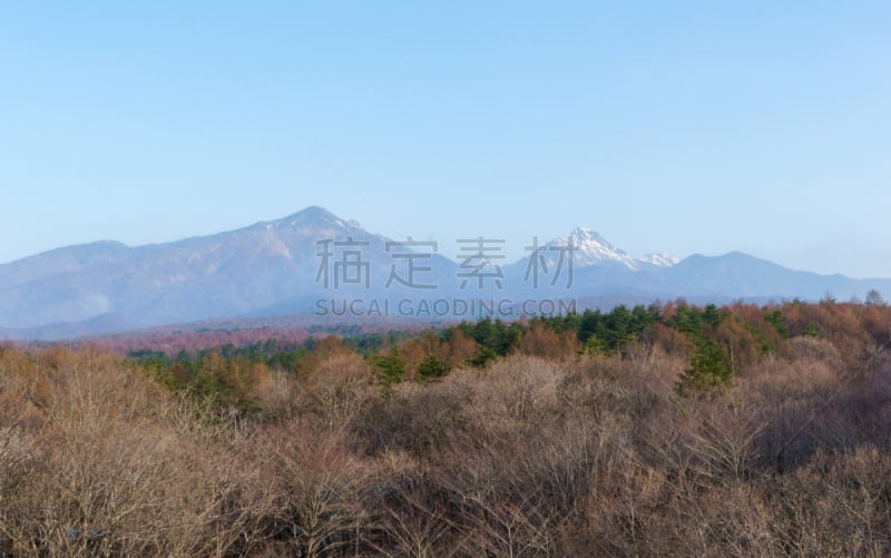 八岳山,天空,度假胜地,休闲活动,水平画幅,雪,无人,早晨,户外,白色