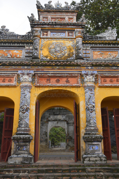 大门,平衡折角灯,承天顺化,宫殿,过去,世界遗产,垂直画幅,无人,古老的,东南亚