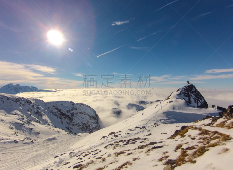 山,地形,白昼,晴朗,高处,大雕山,奥斯塔山谷,滑雪坡,天空,留白