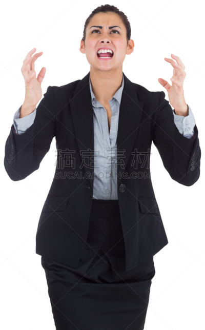 女商人,做手势,狂怒的,垂直画幅,正面视角,美,美人,情绪压力,白人,青年人