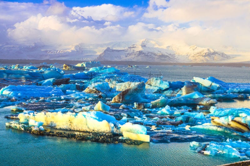 杰古沙龙冰川湖,雷克雅未克,冰山,冰河,北极,两极气候,泻湖,水,天空,美