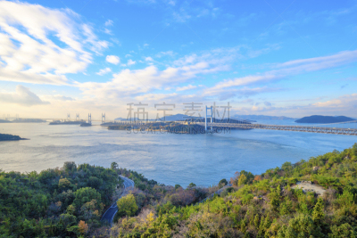 仓敷,城市,日本,冈山县,瀨户高速公路桥,濑户市,图像,海洋,公路,著名景点