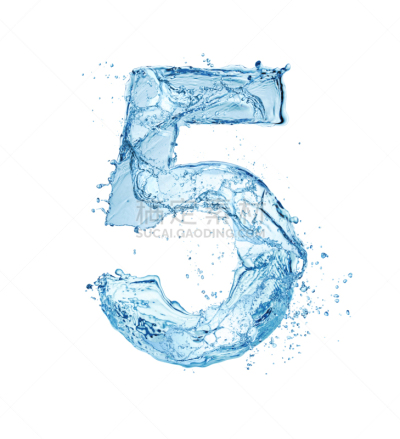 水,数字,数字5,水下,透明,白色,白色背景,蓝色,干净,知识