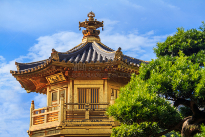 金阁寺,盆景,天空,禅宗,公园,水平画幅,无人,特写,完美,建筑业