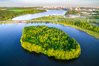 小的,海洋,湖,绿岛,风景,顶部,河流,自然,天空,美