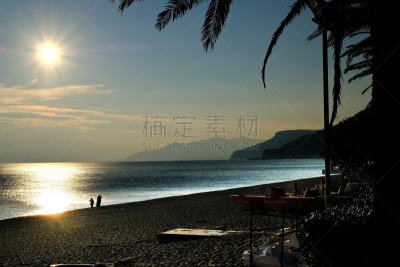 海岸线,地中海,斑点,古董,岩石,夏天,户外,天空,建筑,意大利