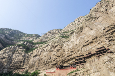 山西省,寺庙,悬挂的,中国,衡山,大同,水平画幅,建筑,无人,古老的