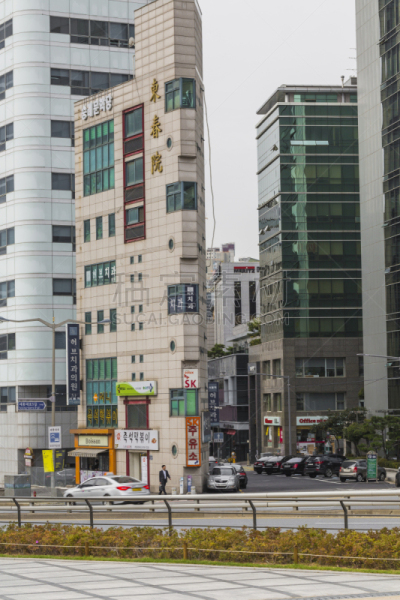 首尔,城市,中心,办公大楼,韩国,江南区,不,垂直画幅,玻璃,交通