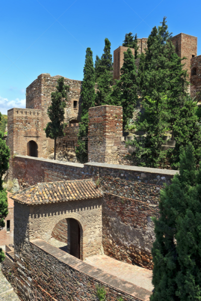 安达卢西亚,马拉加省,Alcazaba,都市风景,垂直画幅,摩尔人风格,古老的,旅行者,户外,要塞