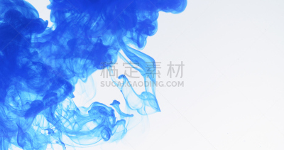 墨水,蓝色,水,留白,水平画幅,无人,水下,湿,特写,慢镜头