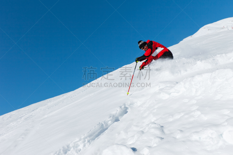 山,滑雪运动,在上面,雷督阿普,超慢镜,天空,水平画幅,雪,运动,冬天