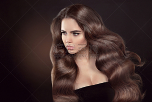 时装模特,女人,头发,发型,自然美,棕色头发,直发器,厚的,直发