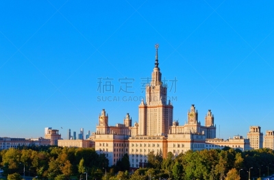 天空,莫斯科大学,蓝色,航拍视角,春天,活力,在上面,十字路口,列宁,都市风景