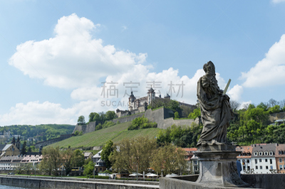 天空,水平画幅,伍茨堡,建筑,旅行者,要塞,云景,建筑结构,巴伐利亚