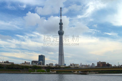 天空,东京天空树,东京都墨田区,船屋,中央区,里山,水平画幅,旅行者,户外,云景