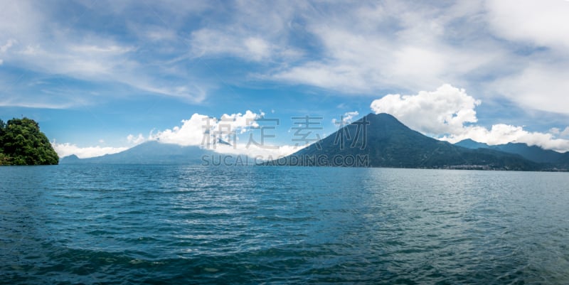 阿蒂特兰湖,危地马拉,火山,圣马科斯,拉古娜海滩,洛杉矶县,巴纳哈契,水,天空,美