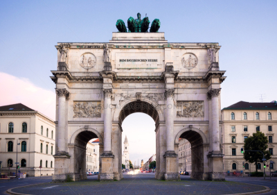 凯旋门,慕尼黑,黄昏,德国,胜利门,triumphal arch,水平画幅,夜晚,无人,当地著名景点