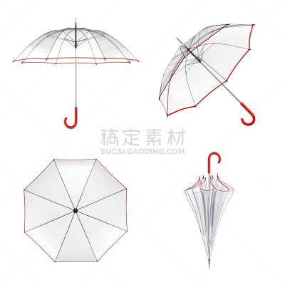 伞,三维图形,白色背景,绘画插图,透明,分离着色,一个物体,背景分离,塑胶,复古风格