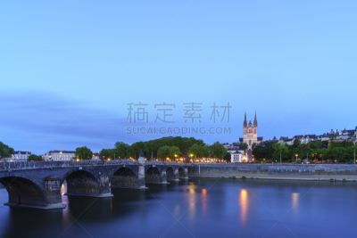 法国,曼恩河,昂热,特拉华,圣茂里斯,弗尔东河,桥,纪念碑,水