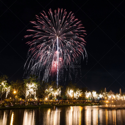 焰火,巨大的,在上面,公园,天空,快乐,夜晚,大约12世纪,周年纪念