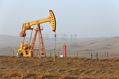 油井,塔克拉玛干沙漠,田地,黄色,黎明,工业,石油工业,工程,图像,水平画幅