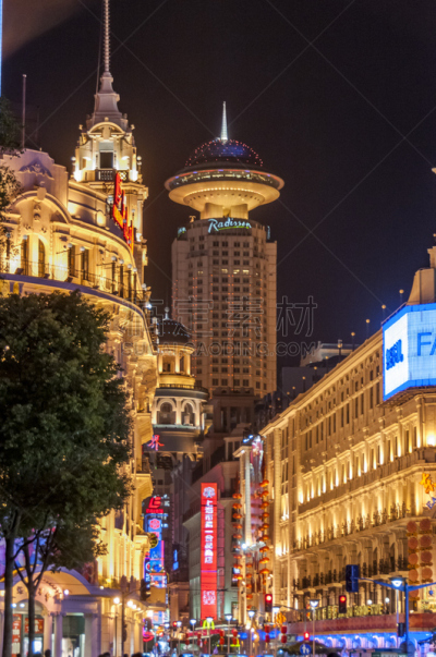 街道,上海,南京路,垂直画幅,夜晚,无人,商店,户外,都市风景,现代