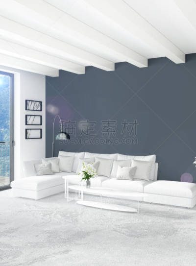 绘画插图,三维图形,卧室,木制,沙发,极简构图,银色,白色,室内设计师