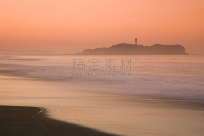黎明,江之岛,相模湾,自然,水平画幅,地形,秋天,无人,日本,海洋