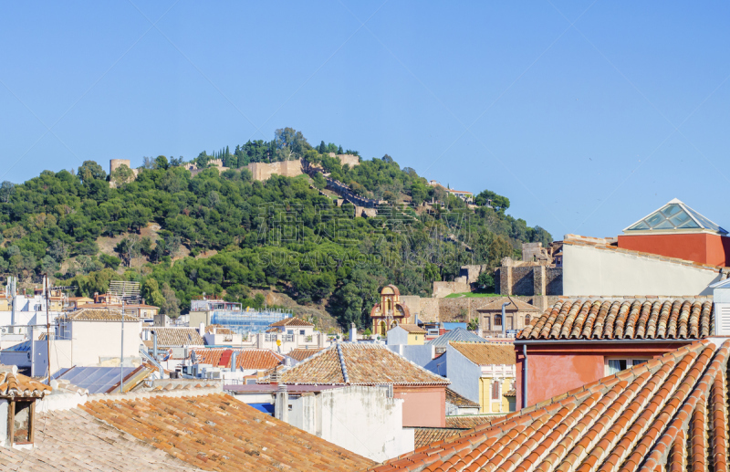 山,西班牙,马拉加省,alcazaba,旅游目的地,水平画幅,无人,宫殿,要塞,马拉加要塞