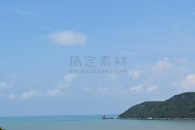 天空,蓝色,岛,海洋,小的,水,美,水平画幅,云,沙子