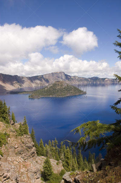 俄勒冈州,火山湖,垂直画幅,俄勒冈郡,公园,瀑布,无人,户外,湖,卡斯基德山脉