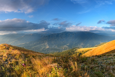 地形,山,山谷市,自然,国家公园,水平画幅,无人,全景,乌克兰,夏天