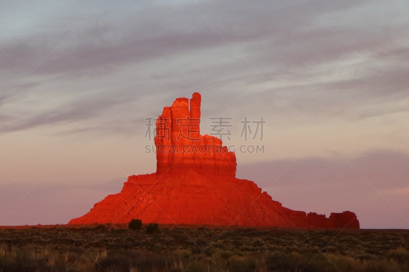 巨大的,纪念碑谷部落公园,孤峰群,美国,水平画幅,岩石,无人,沙漠,犹他,日落