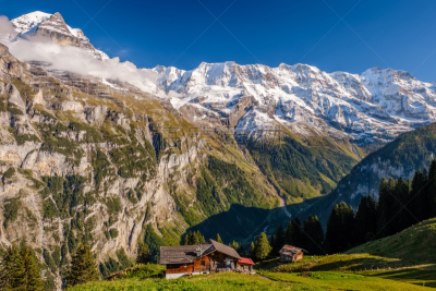 瑞士,非凡的,城镇,看风景,山,米伦莫伦,本尼斯阿尔卑斯山,山脊,户外,山脉