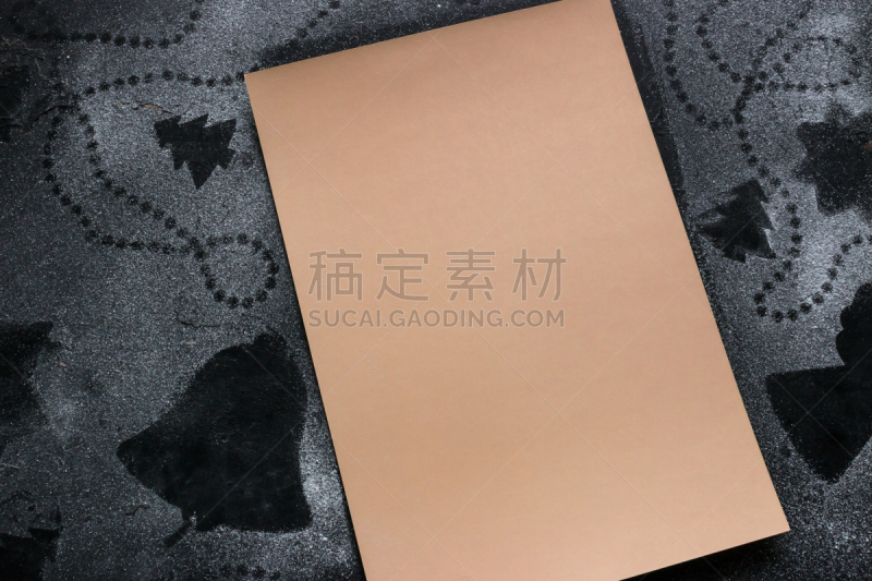 留白,清单,圣诞装饰,黑色背景,传统,贺卡,圣诞装饰物,空的,杯,圣诞帽