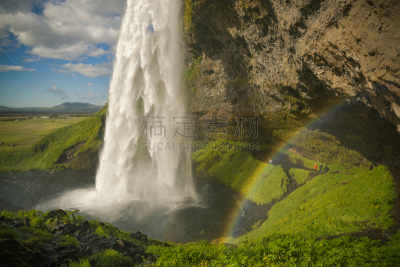 seljalandsfoss waterfall,冰岛国,无人,旅游目的地,瀑布,图像,水平画幅,旅行,摄影,旅游