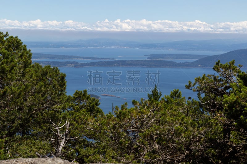 夏天,圣胡安岛,视角,高大的,水平画幅,无人,户外,卡斯基德山脉,山,一个物体