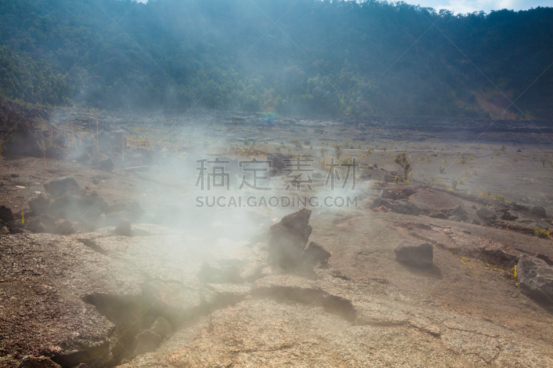 火山口,室内地面,几劳亚活火山,硫磺,在底端,夏威夷大岛,风管,地震,火山喷口,烟