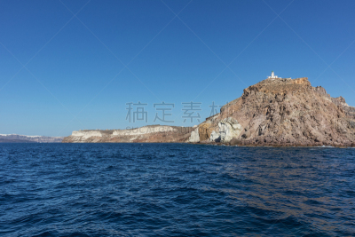 圣托里尼岛,悬崖,顶部,灯塔楼,水,天空,水平画幅,传统,旅行者