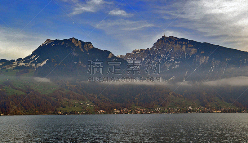 阿尔卑斯山脉,雾,自然,风景,全景,史皮兹,图像,瑞士阿尔卑斯山,无人,湖