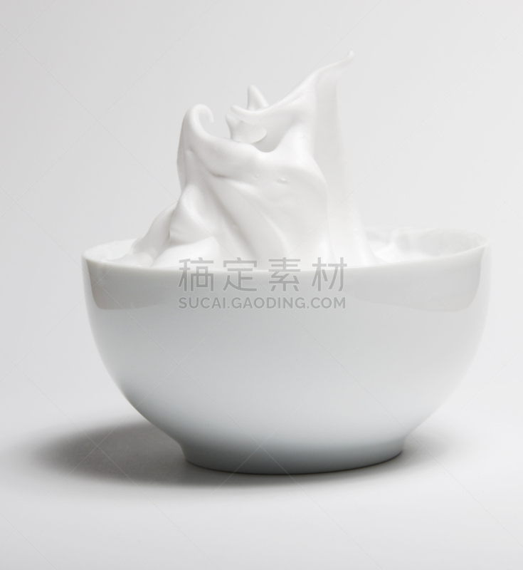 奶油,白色,碗,充满的,餐具,垂直画幅,奶制品,高视角,无人,奶泡