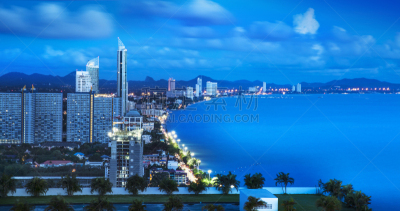 芭堤雅,海滩,泰国,城市生活,海湾,城市天际线,水,天空,泰国人,沙子