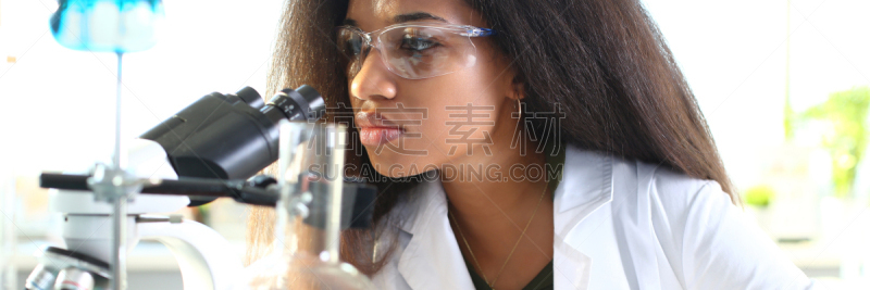化学家,学生,女人,科学家,黑色,保护工作服,药,色板,科学实验,配菜